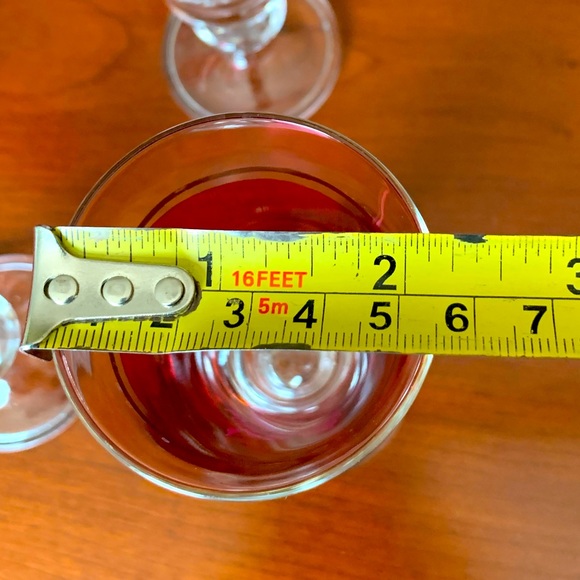 Ruby Red & clear glass cut tall decanter & cordials with grapes print 8 Pc set - Picture 6 of 11